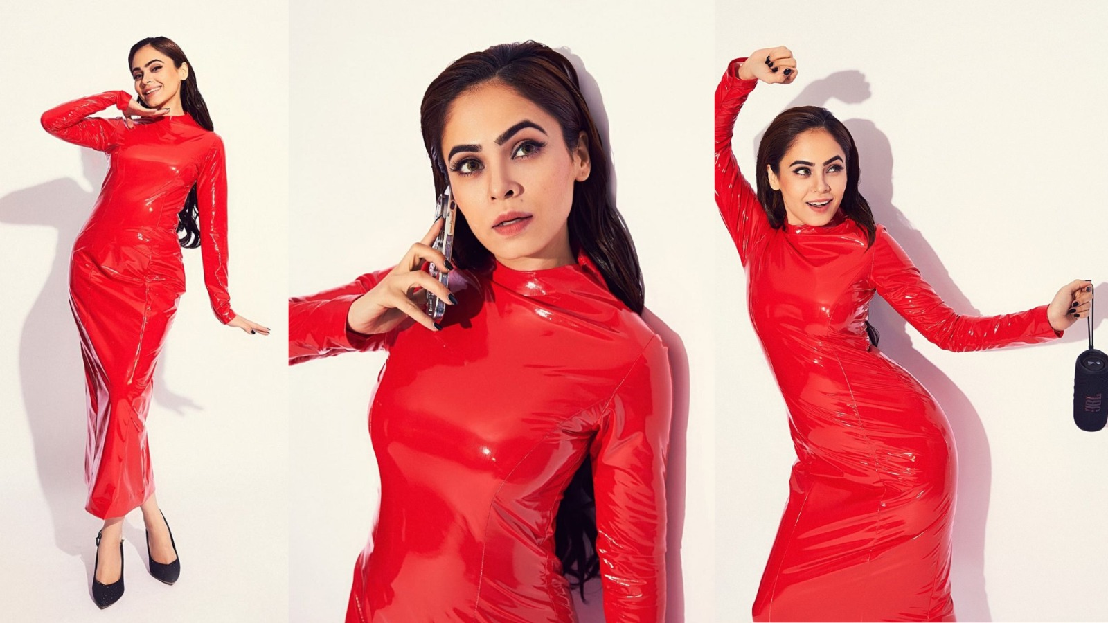 Mallobika Banerjee Stuns in Red Leather Dress Inspired by Janhvi Kapoor  Check Out Her Unique Spin!